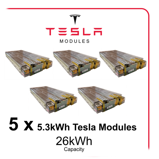5 x Tesla 5.3kWh module set. total 26kWh