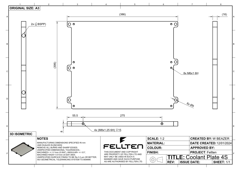 EV Battery Module Coolant Plate - Double